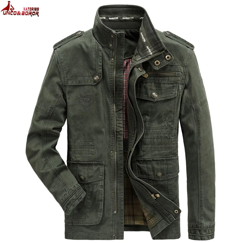 Men's Autumn-Winter Cargo Jacket - Pure Cotton Business Casual Military Bomber Coat