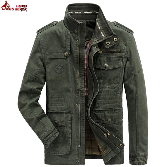 Men's Autumn-Winter Cargo Jacket - Pure Cotton Business Casual Military Bomber Coat