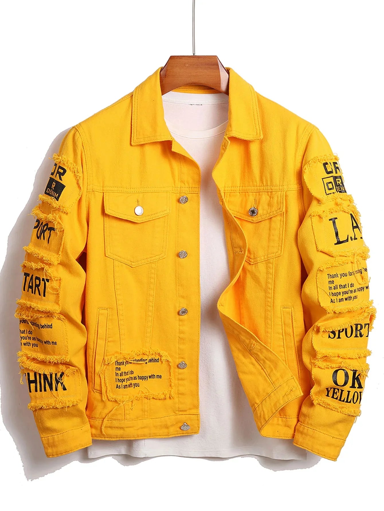 Men's Y2K Denim Trucker Jacket - Vintage Patchwork Windbreaker