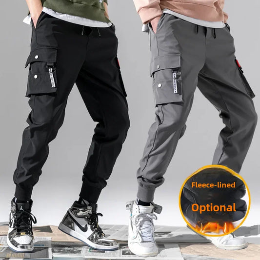 Men's Autumn Winter Fleece-Lined Casual Trousers - Korean Trendy Style