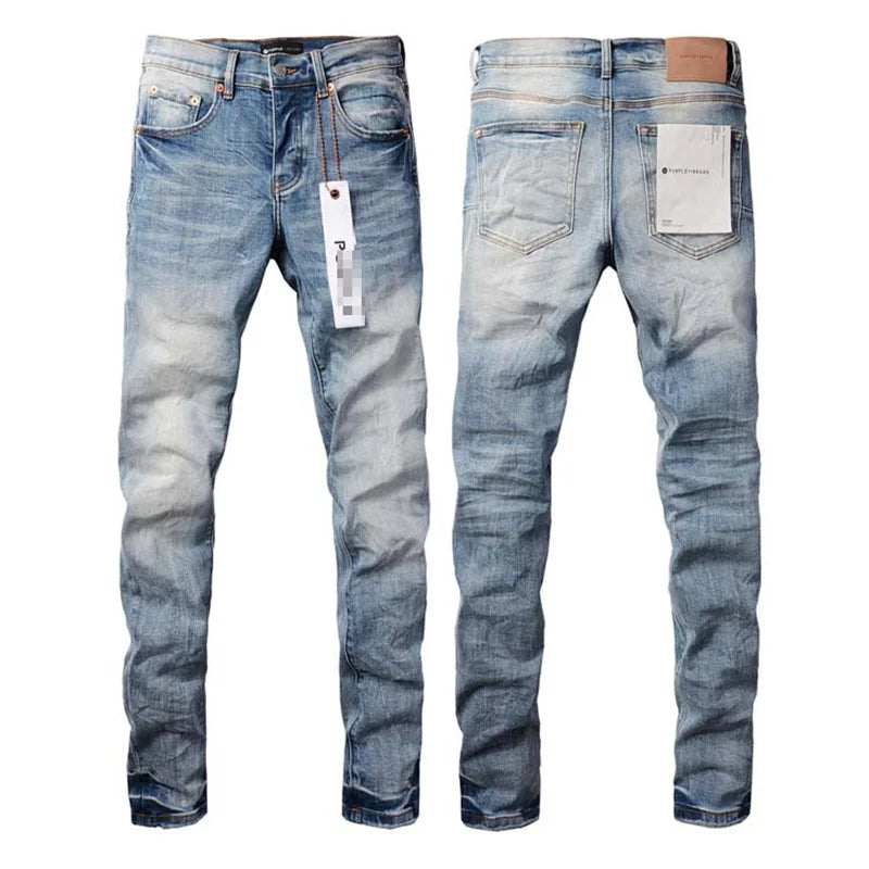 24Purples Distressed Skinny Jeans 🕶️ Low Rise Fashion Repair Denim Pants for Men