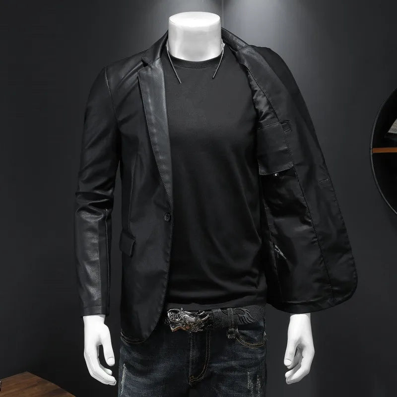 Slim Fit PU Leather Motorcycle Jacket