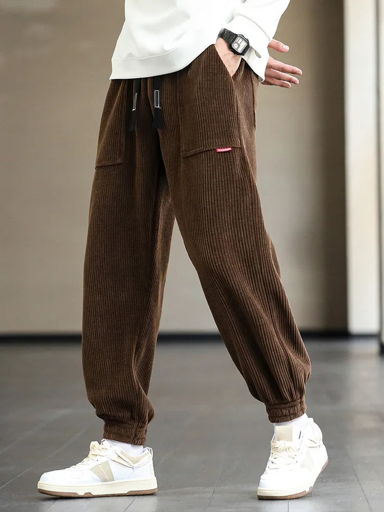 2024 New Autumn/Winter Corduroy Sweatpants - Men's Baggy Joggers with Streetwear Vibes