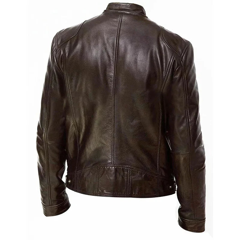 Men's European Black Leather Punk Jacket – Bold Style for Business, Street, & Motorcycle Wear