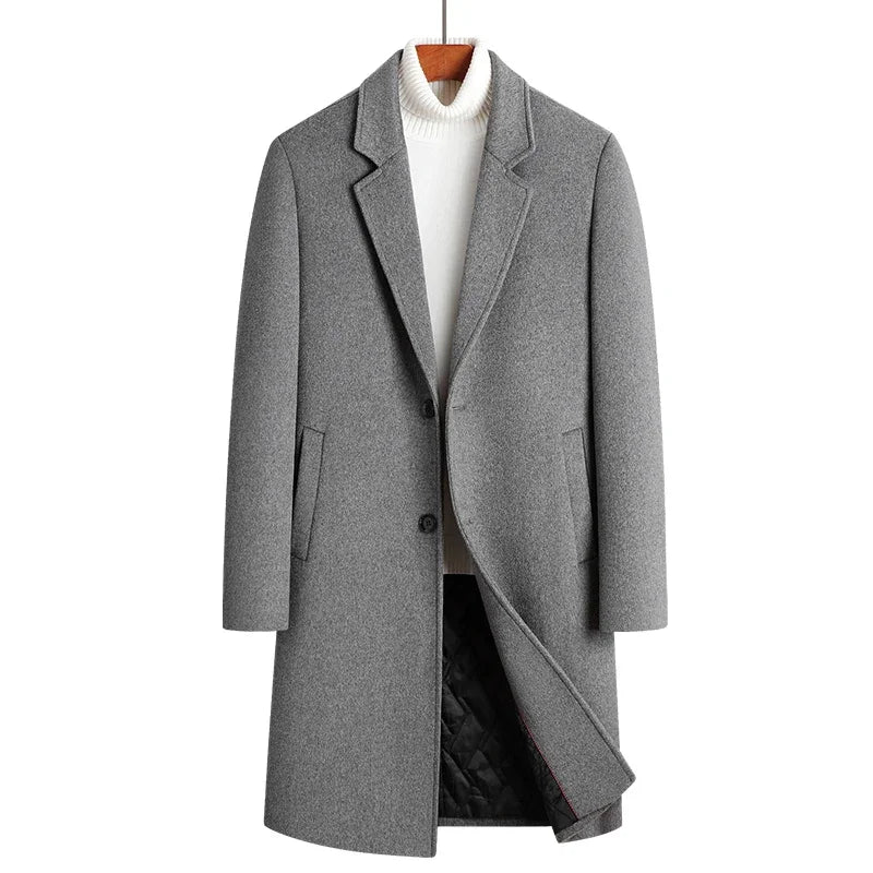 Classic Woolen Blend Overcoat 🧥 Men's Autumn & Winter Suit Collar Coat