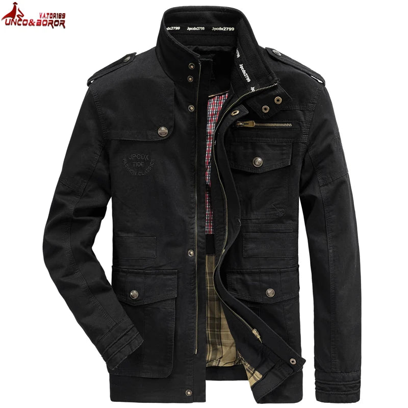 Men's Autumn-Winter Cargo Jacket - Pure Cotton Business Casual Military Bomber Coat