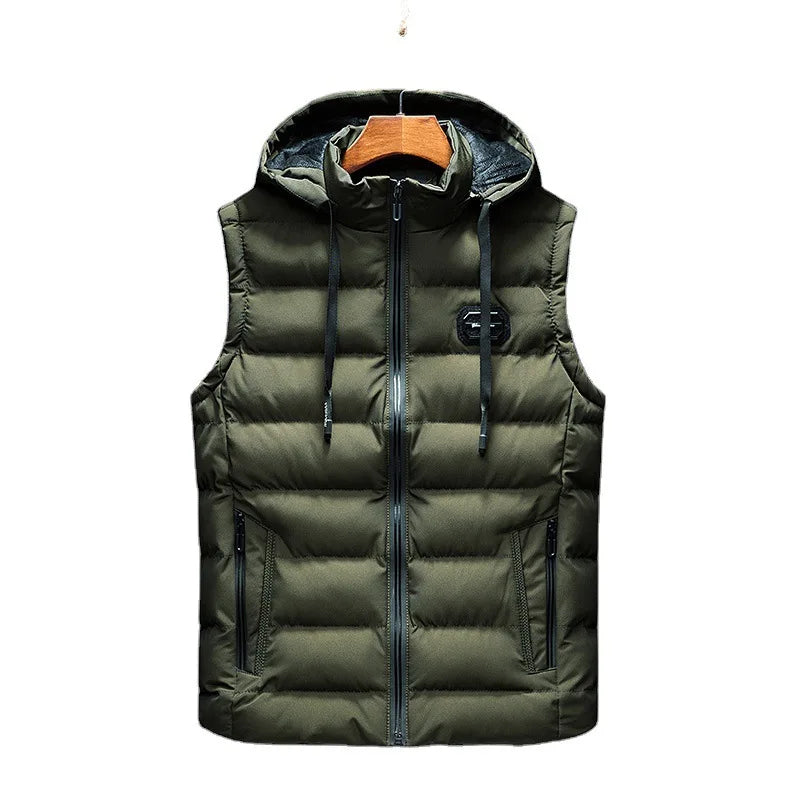 Men's Oversized Sleeveless Down Vest – Cozy, Solid Color Warmth for Autumn & Winter