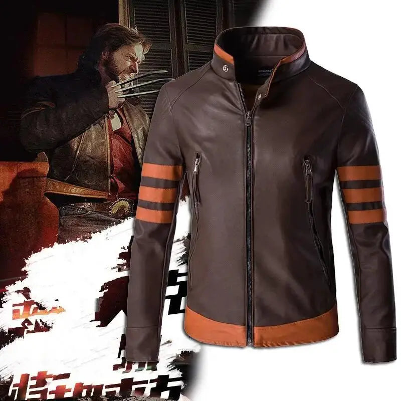 Men's Wolverine Slim Fit Leather Jacket – High-End Retro Logan Bomber Style