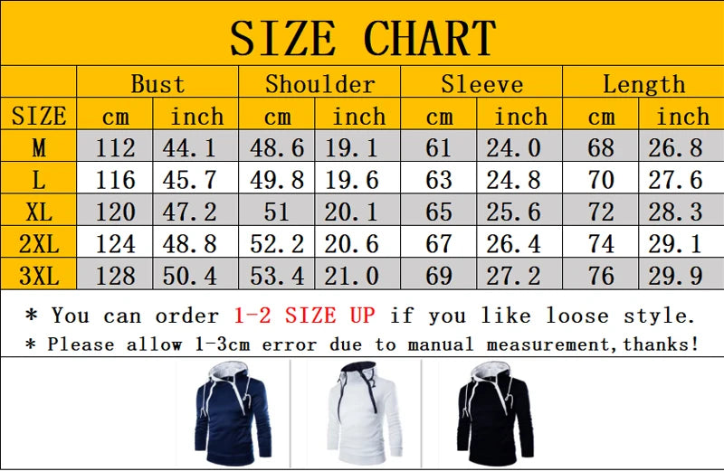 Men's Zipper Hooded Pullover Sweatshirt - High Neck Style