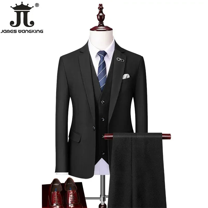 Dapper Essentials Men’s Suit Set 👔 Solid Color Blazer, Vest & Pants