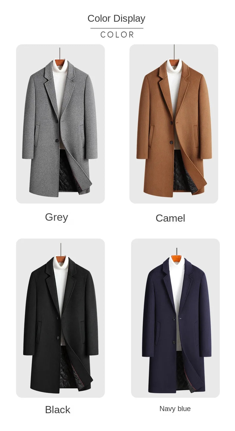 Classic Woolen Blend Overcoat 🧥 Men's Autumn & Winter Suit Collar Coat