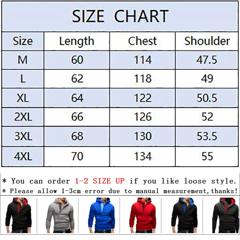 Men's Zipper Hooded Pullover Sweatshirt - High Neck Style