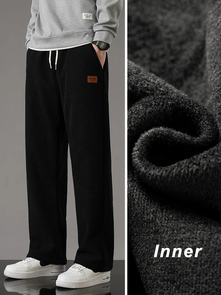 Men's Winter Thick Warm Corduroy Sweatpants with Fleece Liner