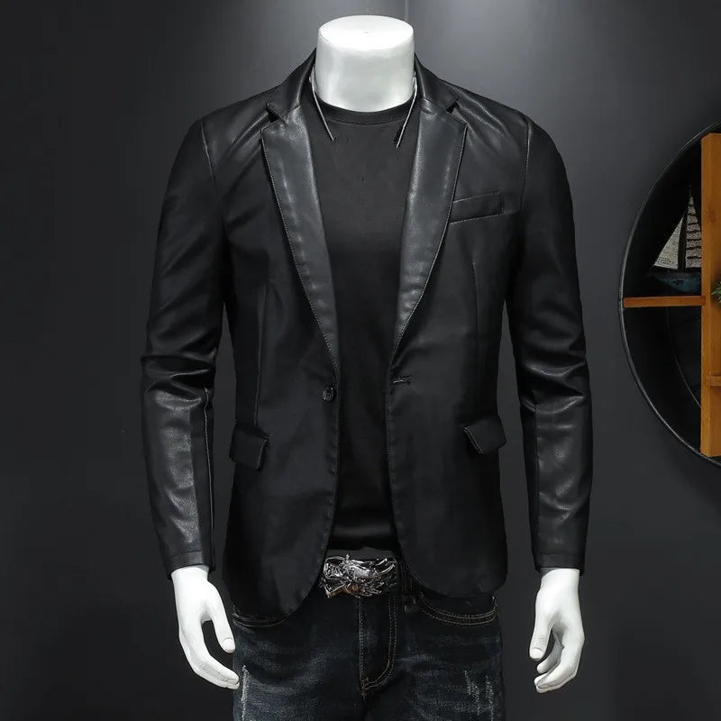 Slim Fit PU Leather Motorcycle Jacket