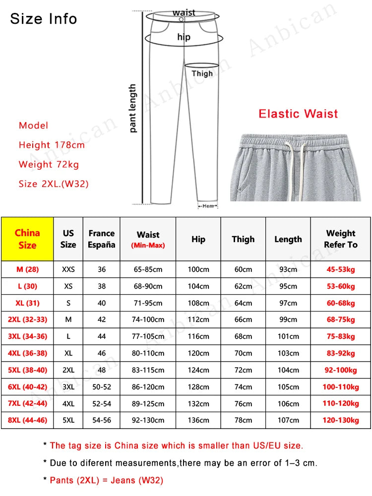 Plus Size Men’s Casual Sweatpants 🏋️‍♂️ 6XL-8XL Elastic Waist Joggers