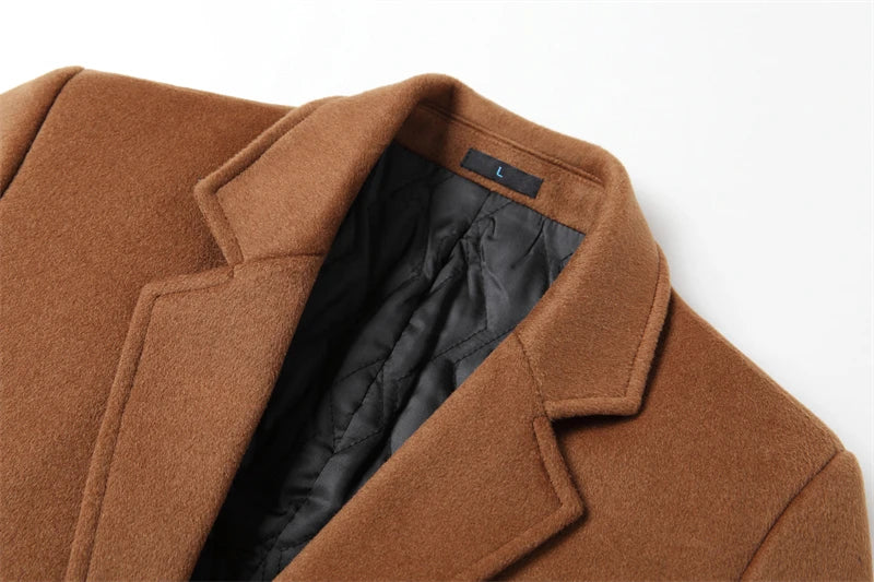 Classic Woolen Blend Overcoat 🧥 Men's Autumn & Winter Suit Collar Coat