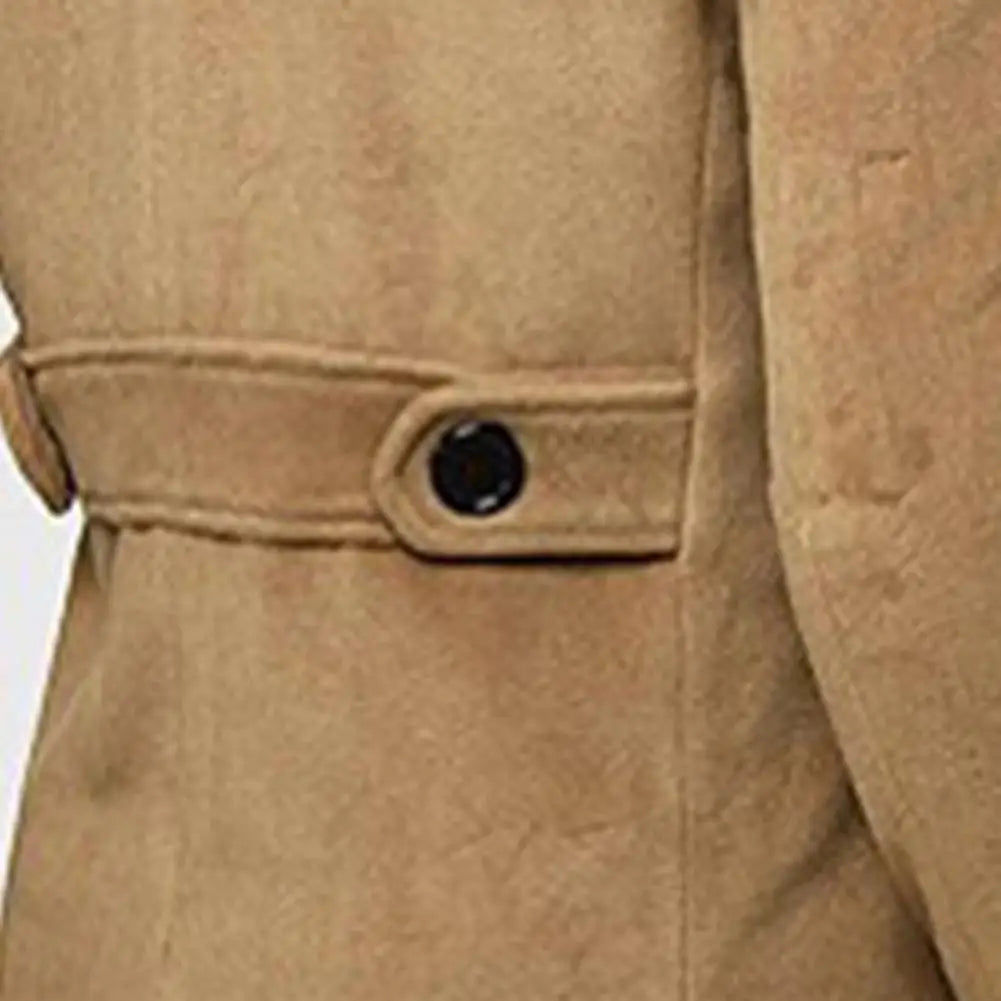 Men's Classic Double-Breasted Trench Coat - Coldproof, Solid Color