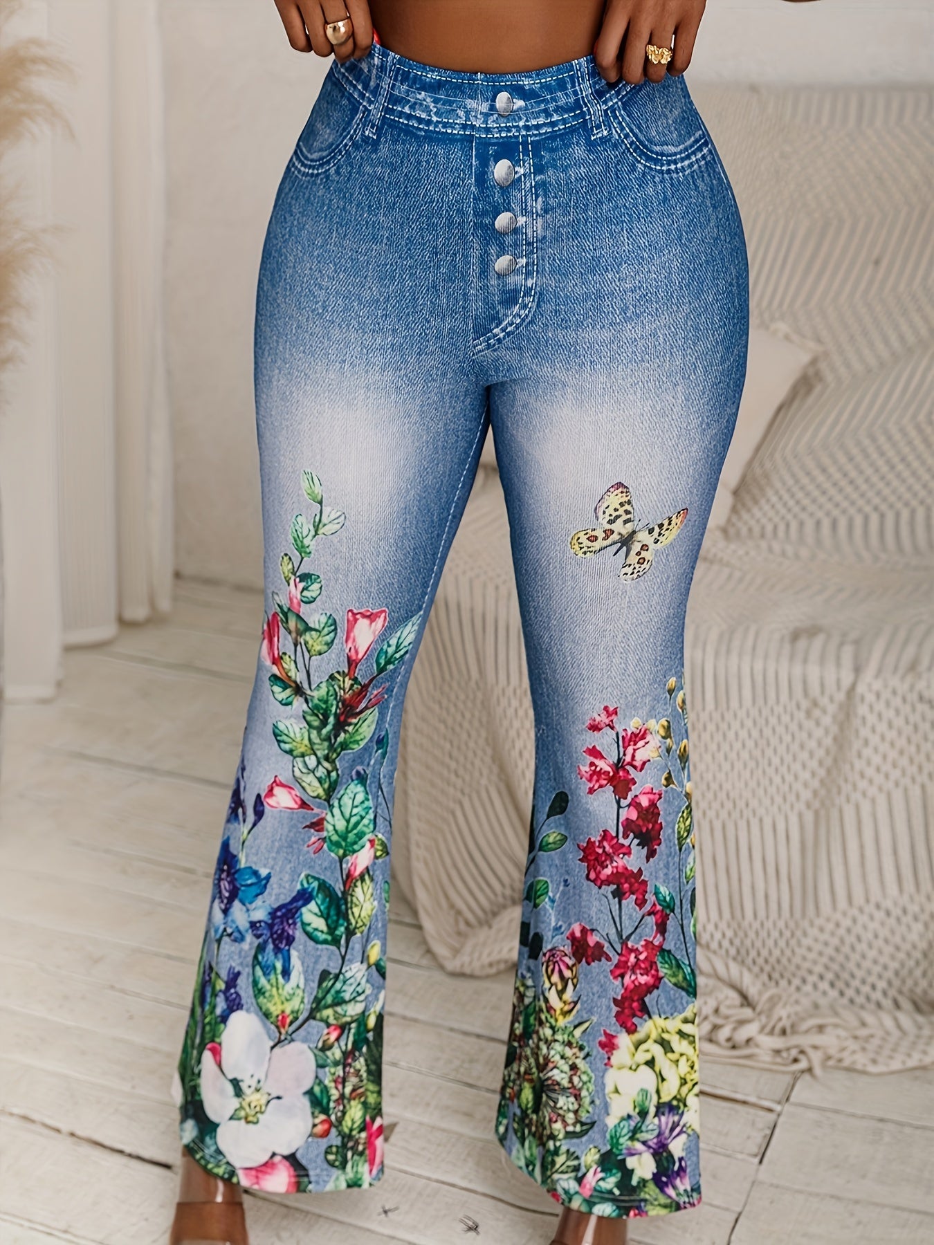 Blossom Flare™ Faux Denim Pants 🌸👖