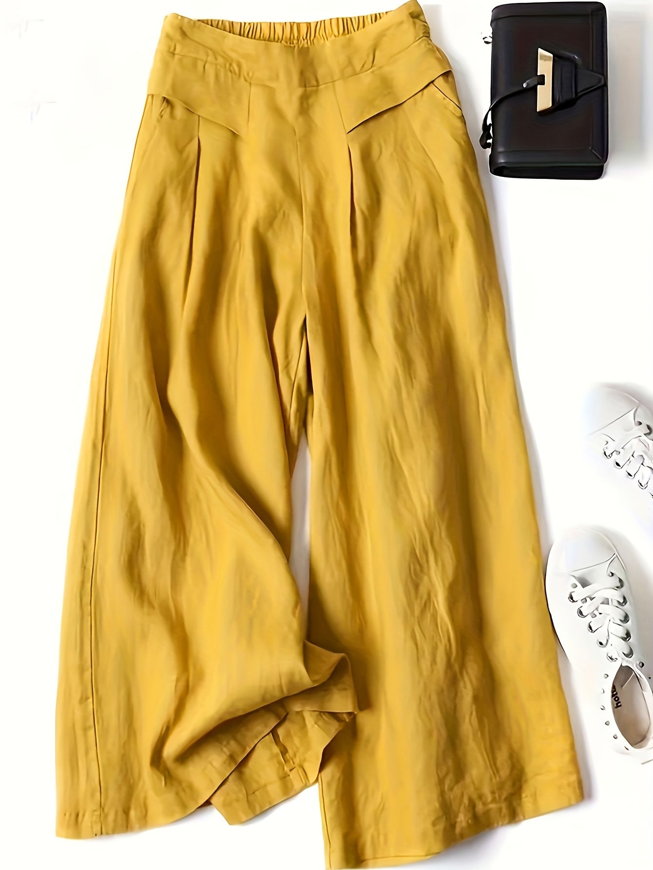 🌟 Chic High-Waist Solid Color Palazzo Pants