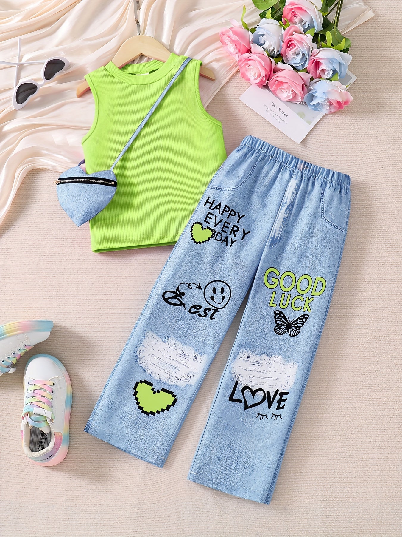 💖 Graffiti Chic 3-Piece Girls' Summer Set 💖