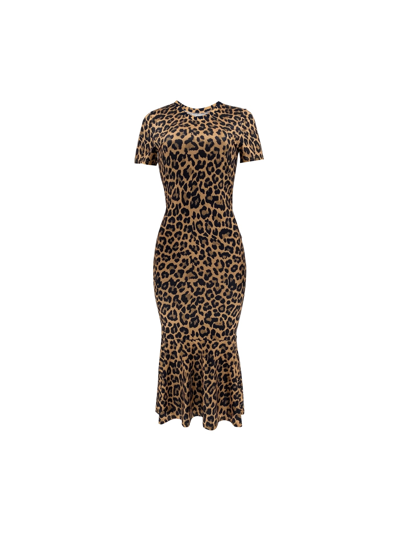 🐆 Leopard Print Bodycon Crew Neck Dress 🌸