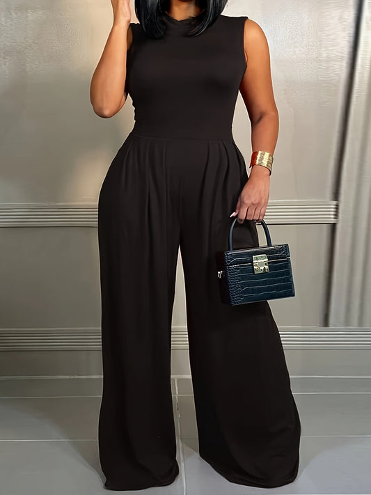 Plus Size Solid Sleeveless Jumpsuit - Effortless Chic for Any Occasion 🌟