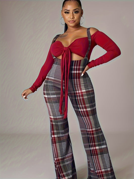 Plus Size Plaid Print Overall Jumpsuit - Effortlessly Stylish for Spring & Summer 🌼✨