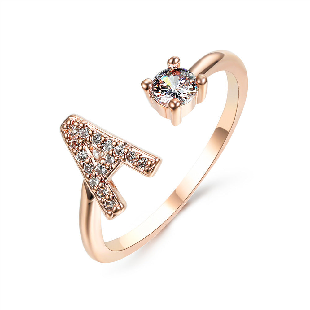 Elegance Initials Adjustable Ring: Fashion Jewelry