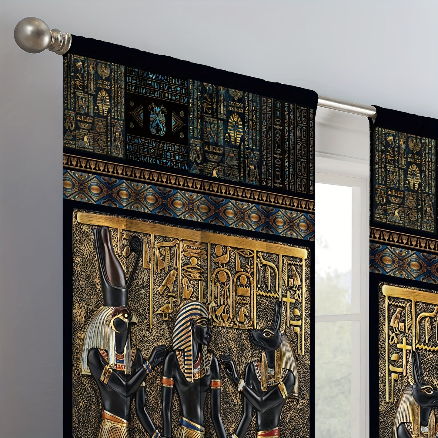 🌟 Pharaoh Veil: Egyptian Mural Curtains (2pcs) 🏺