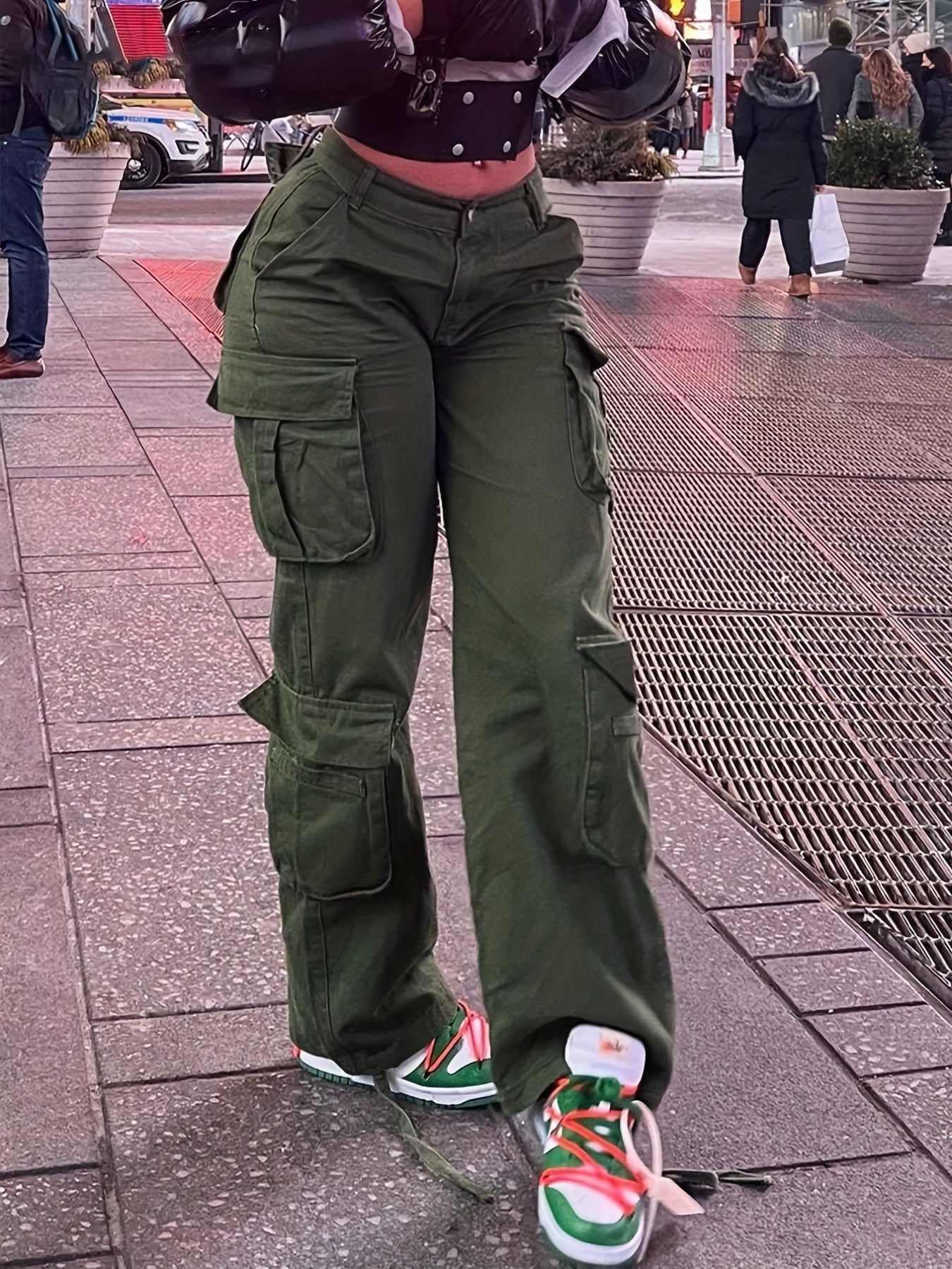 Flap Pockets Baggy Cargo Pants