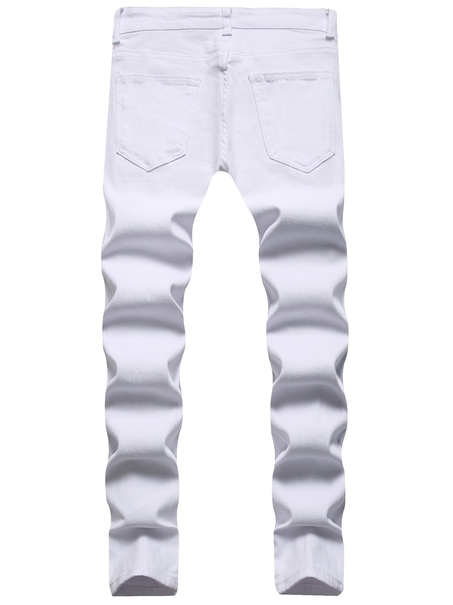 Men's White Ripped Distressed Denim Jeans