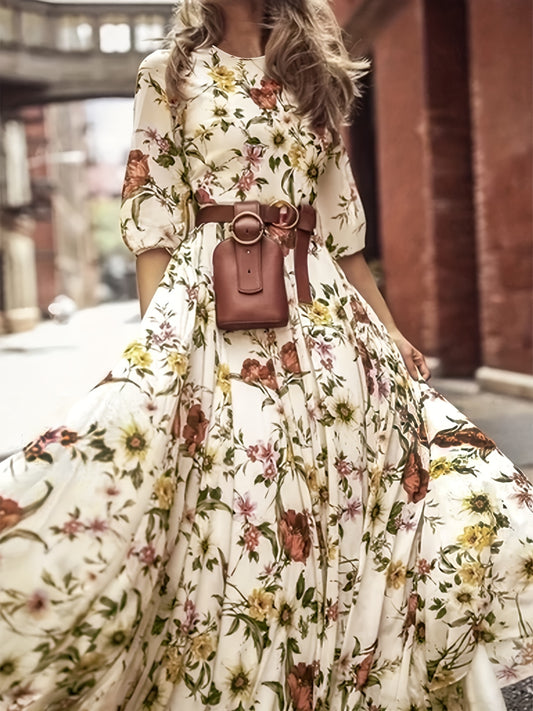 Floral Print Maxi Swing Dress