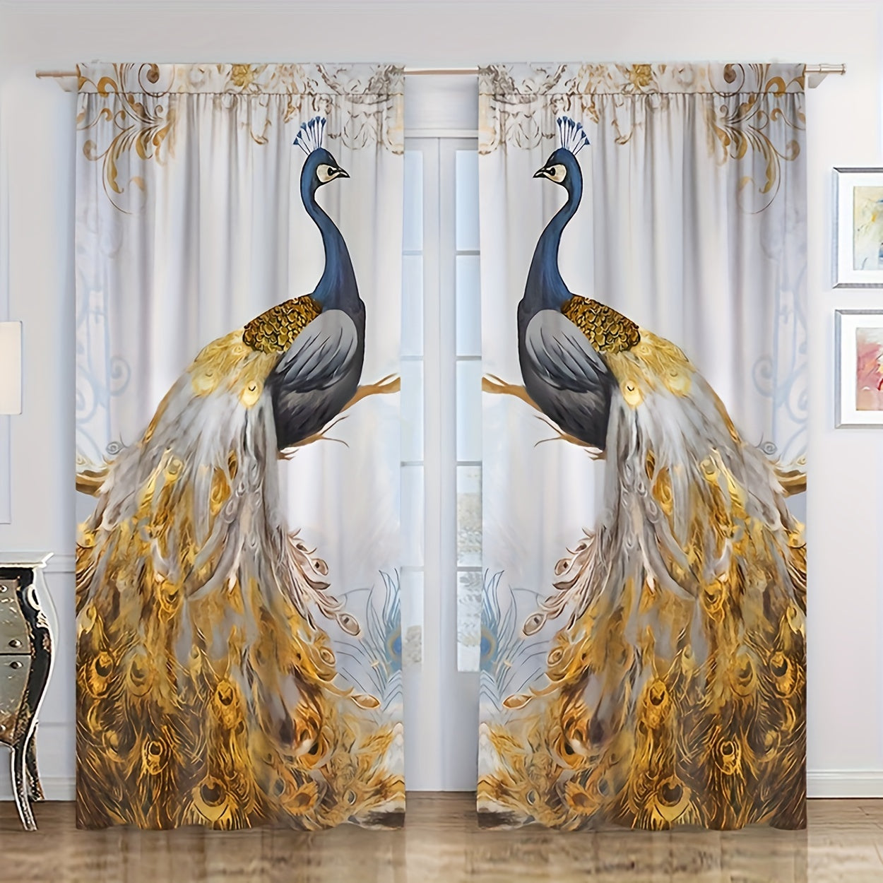 Golden Peacock Light Filtering Curtains