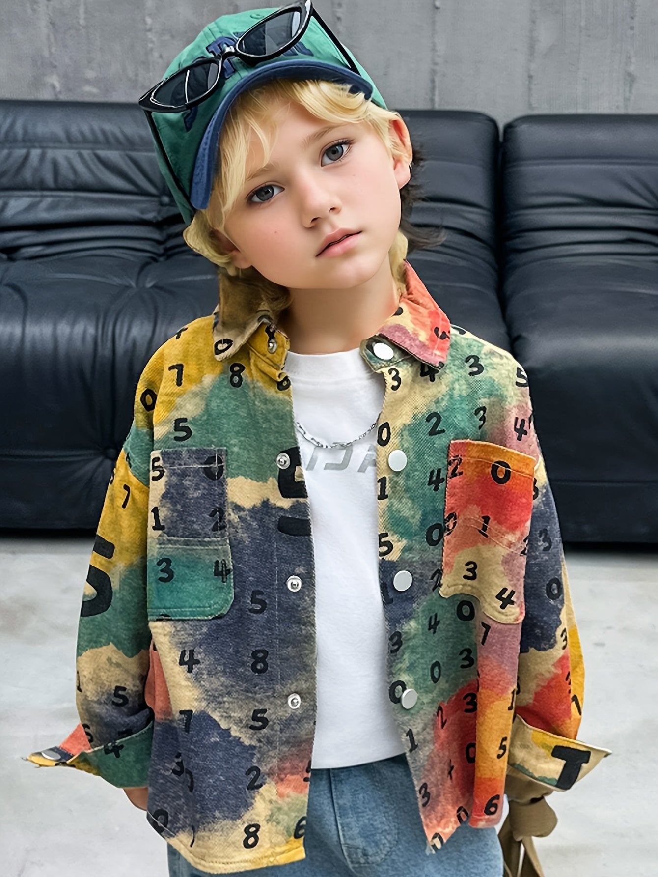 Boy's Trendy Letters Pattern Color Block Cotton Shirt 🌟👕