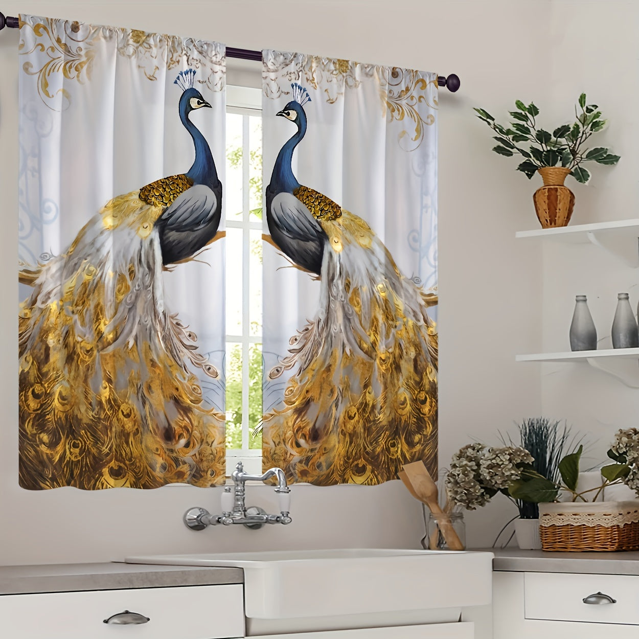 Golden Peacock Light Filtering Curtains