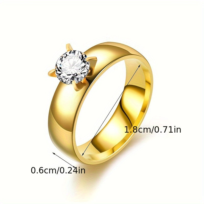 Gorgeous Trendy Couple Finger Ring Set – Stainless Steel Rhinestone Elegance 💍✨