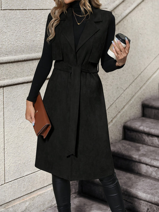 🍂 Tie Waist Open Front Lapel Vest