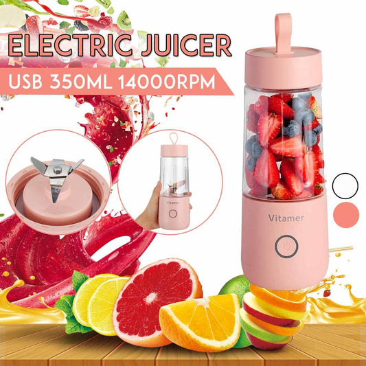 350ml Portable Blender Juicer Electric USB Rechargeable Mixer Smoothie Slushy Cup Juice Blender Bottle USB Charging Kitchen Gadgets