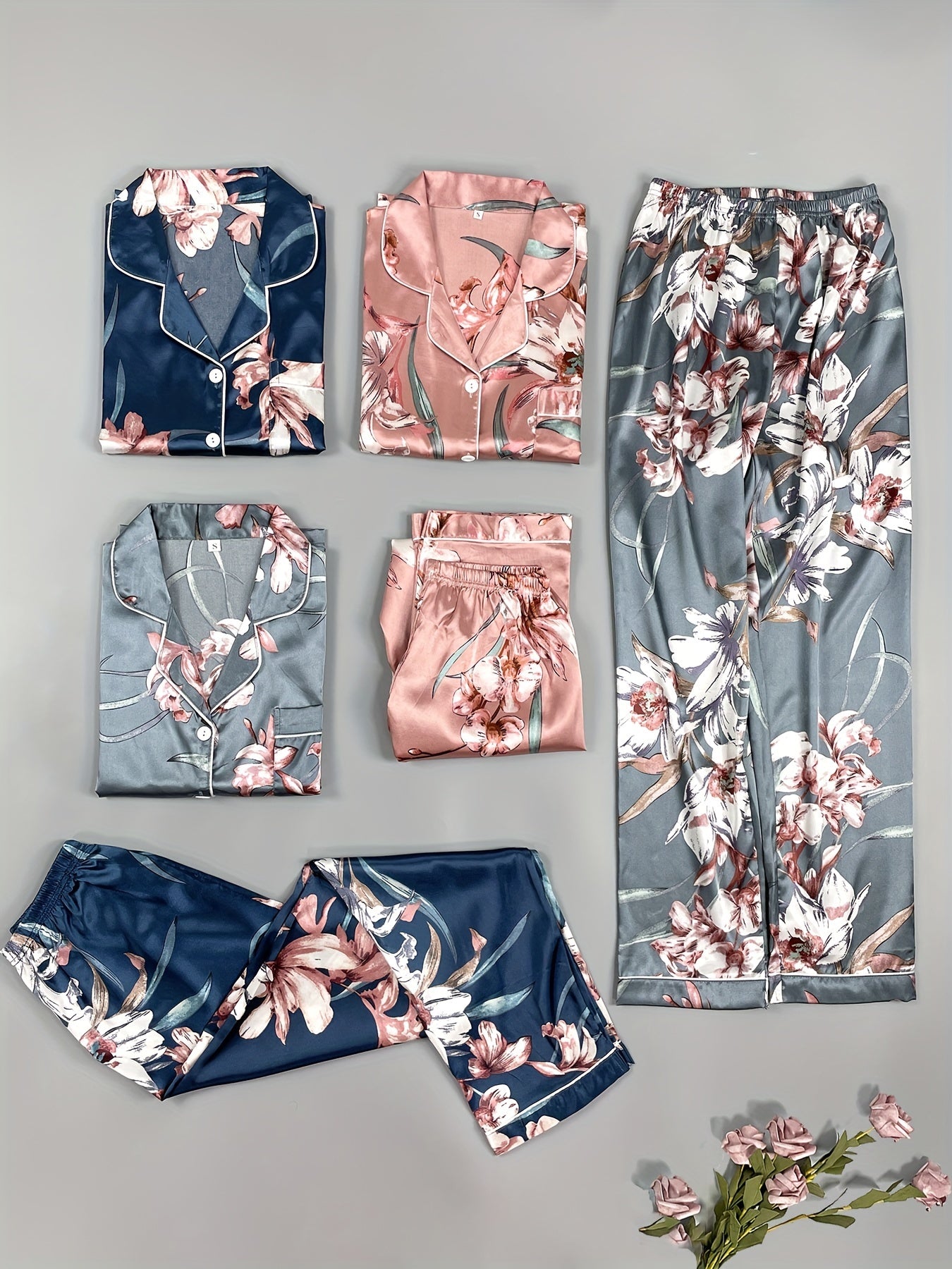 3 Sets Floral Print Pajama Set 🌸