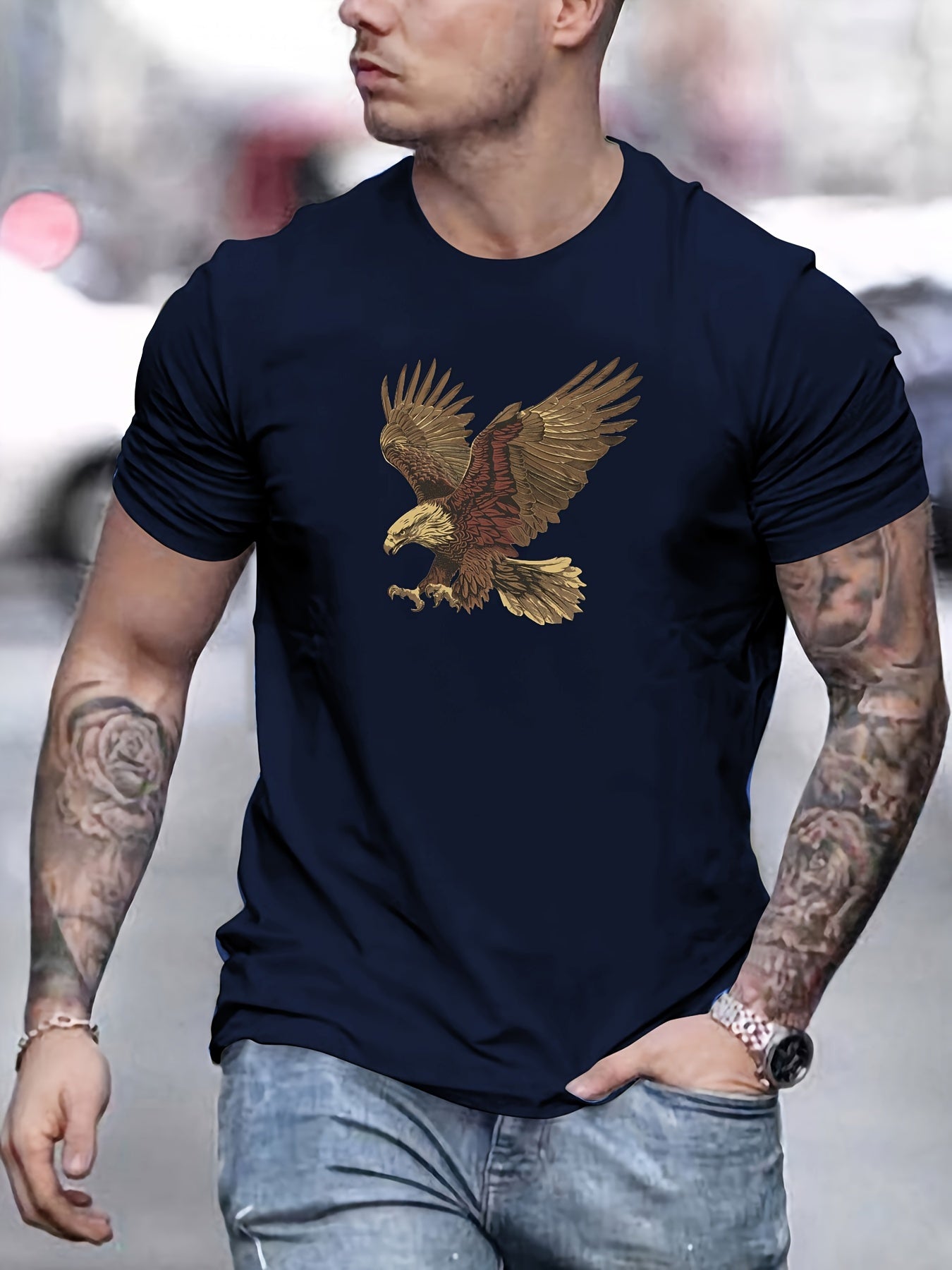 Men's Summer Bird Emblem Crew Neck T-Shirt 🕊️👕