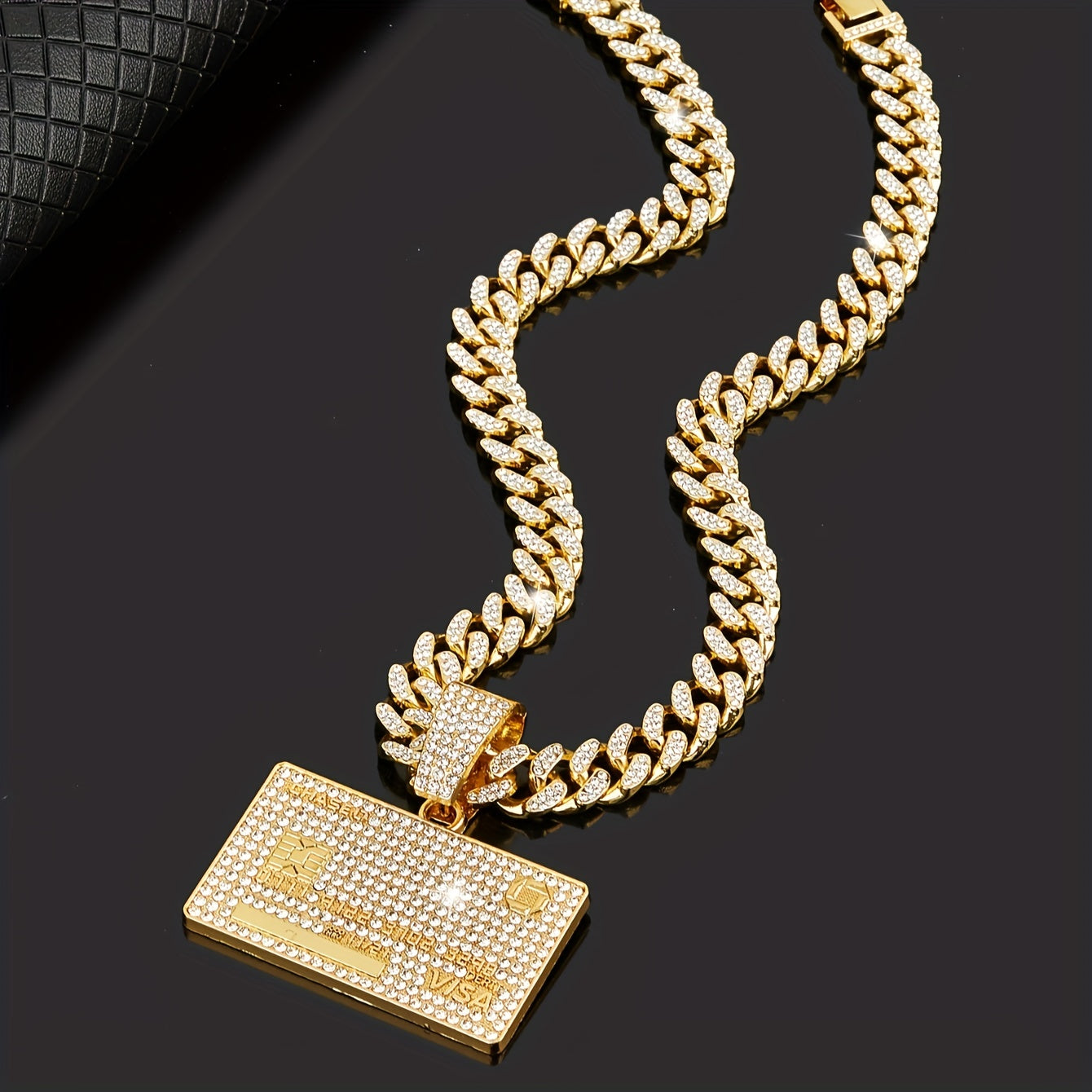 💎 Hip-hop VISA Card Rhinestones Pendant Necklace 💎