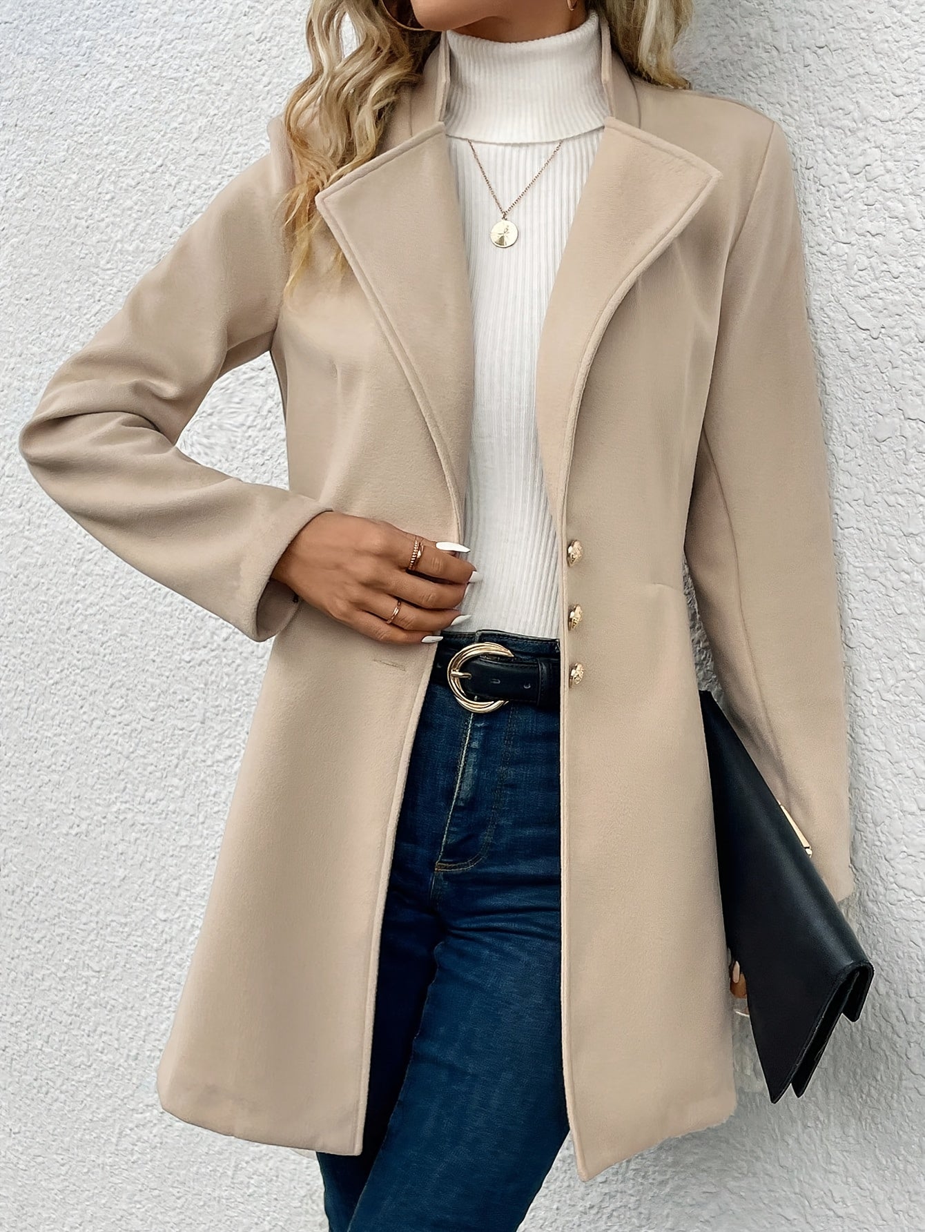 Button Front Lapel Tunic Coat 🍂✨