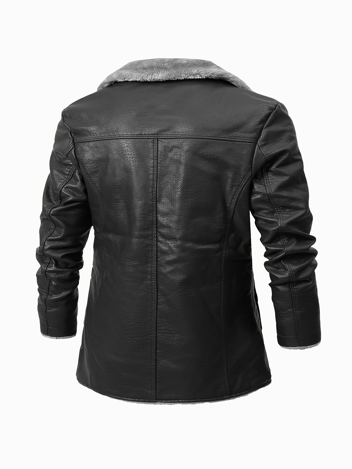 🖤 Plus Size Men's Solid PU Leather Jacket - Trendy Winter Casual Cool Jacket for Big & Tall Males