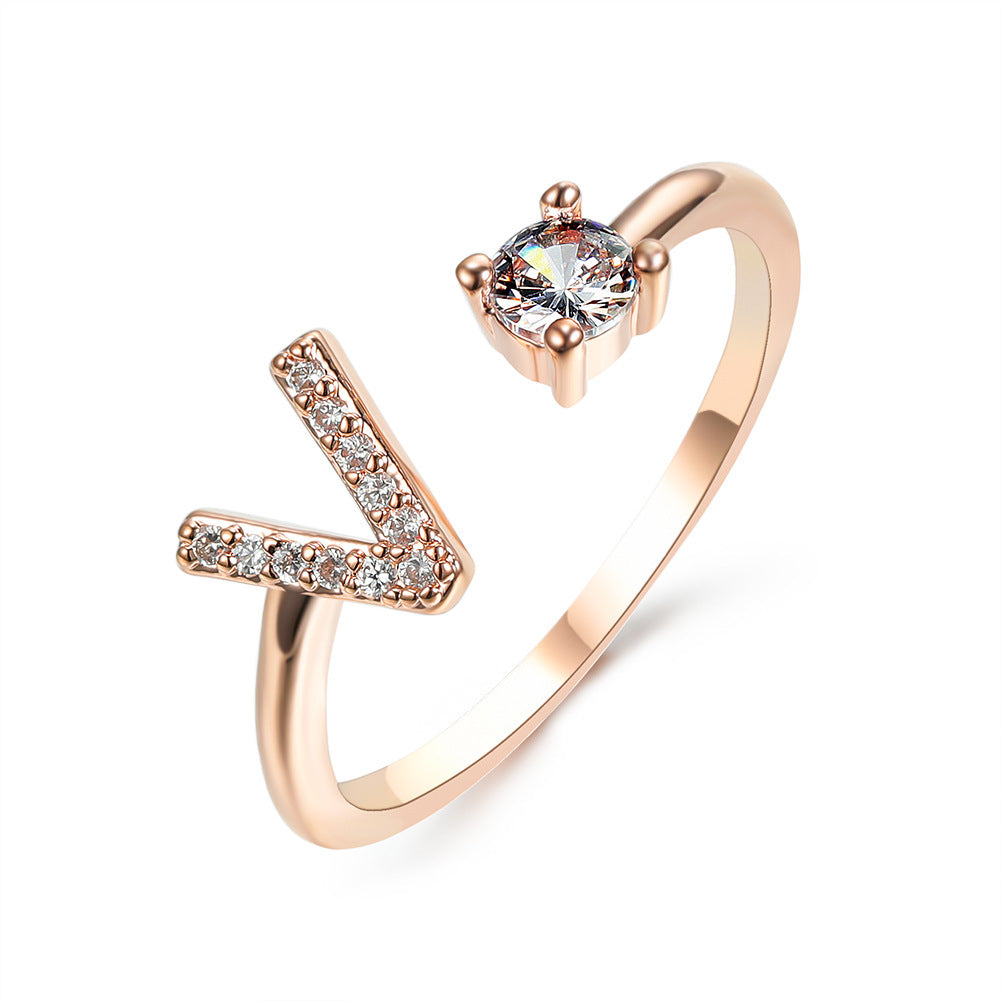 Elegance Initials Adjustable Ring: Fashion Jewelry