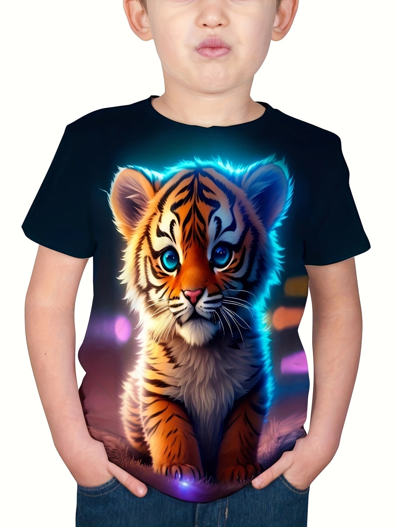 🐯 Cute Tiger 3D Print Baby Boys' T-Shirt – Creative & Comfy Short Sleeve Summer Tee 🌟