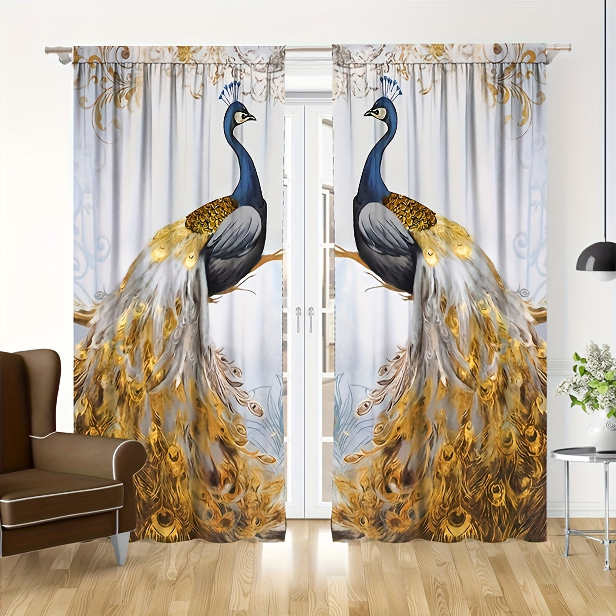 Golden Peacock Light Filtering Curtains