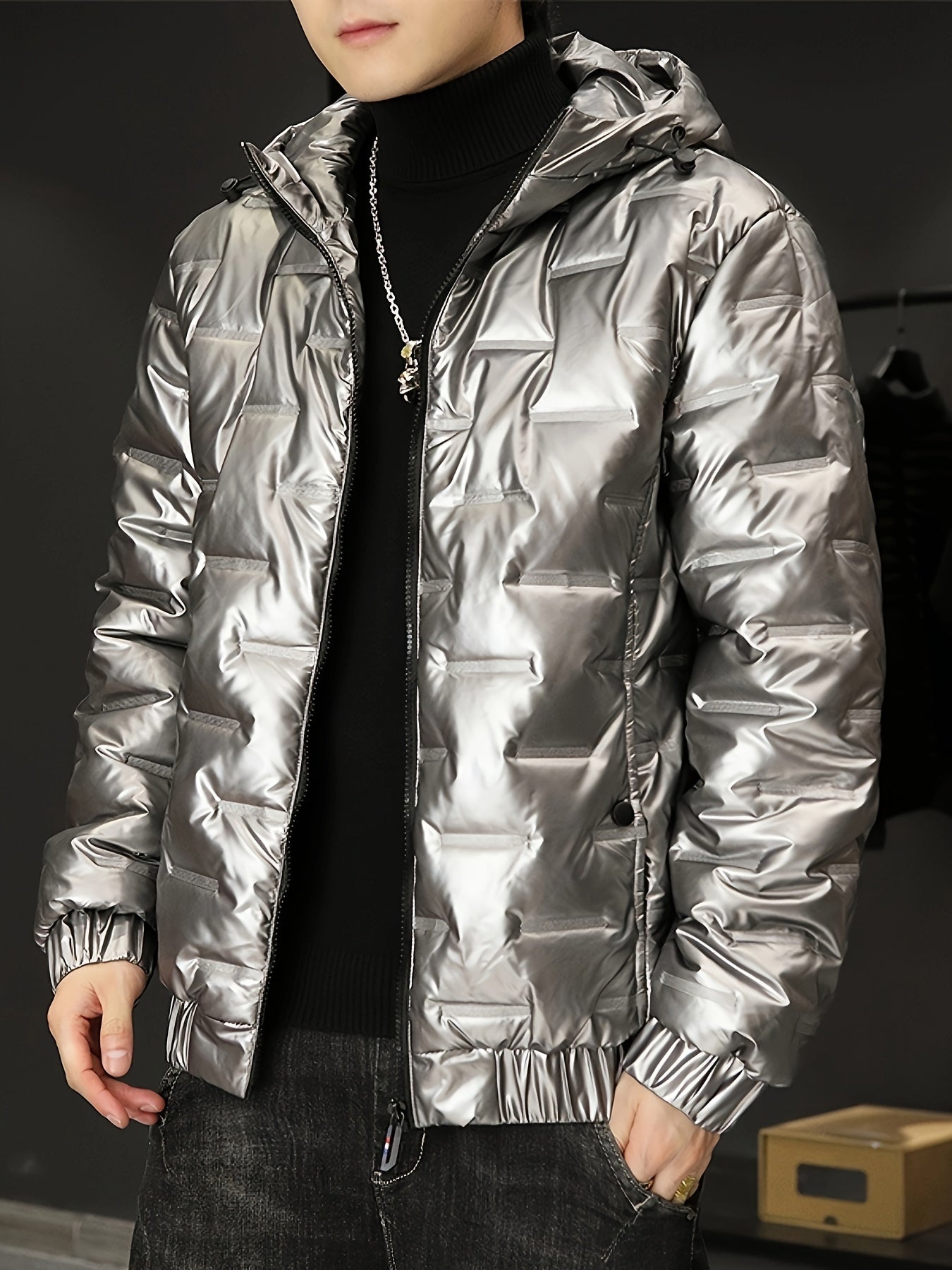 Name: Urban Glare Shiny Puffer Jacket 🌆🔥