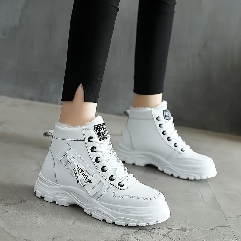 Women's Platform Sneakers - Casual Lace-Up Plush Lined Short Boots 👟❄️