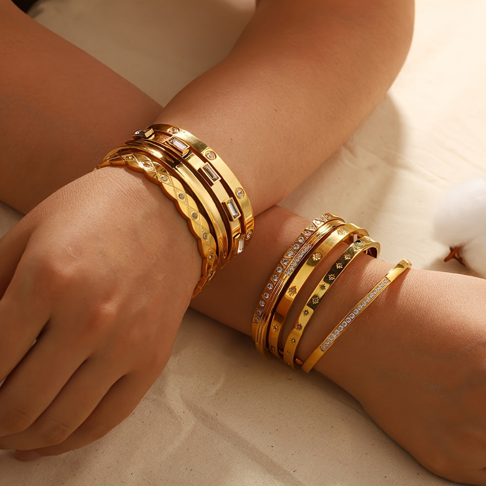 ✨ Retro Chic 18K Gold Plated Bracelets – Simple & Stylish Duo 🌟