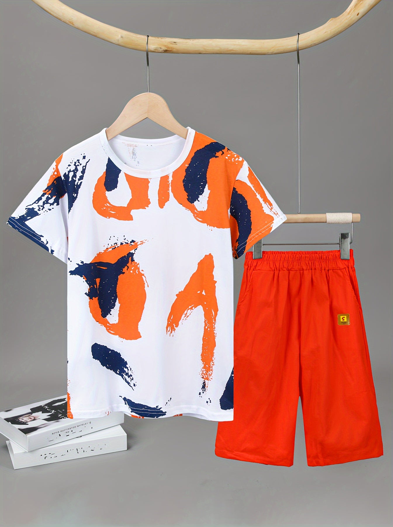 🌟 Boys' 2-Piece Letter Graphic T-Shirt & Solid Shorts Set – Comfy Summer Essentials 👕